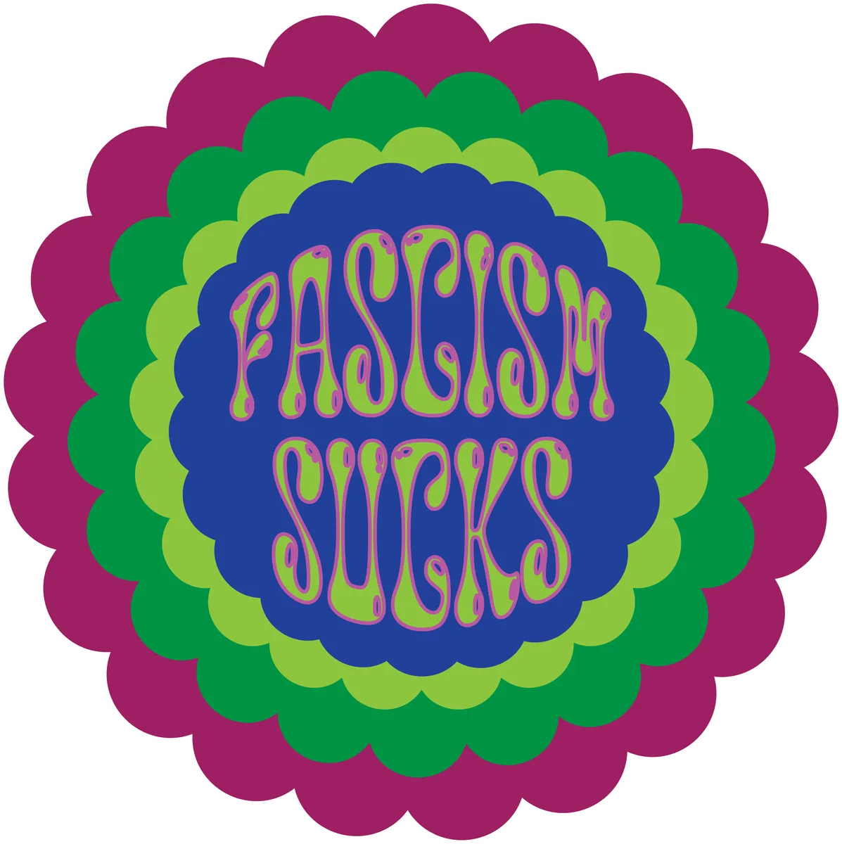 Fascism Sucks: Starburst, Green & fuchsia