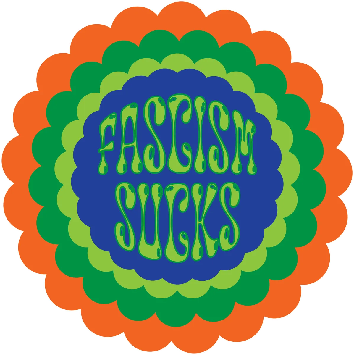 Fascism Sucks: Starburst, Green & orange