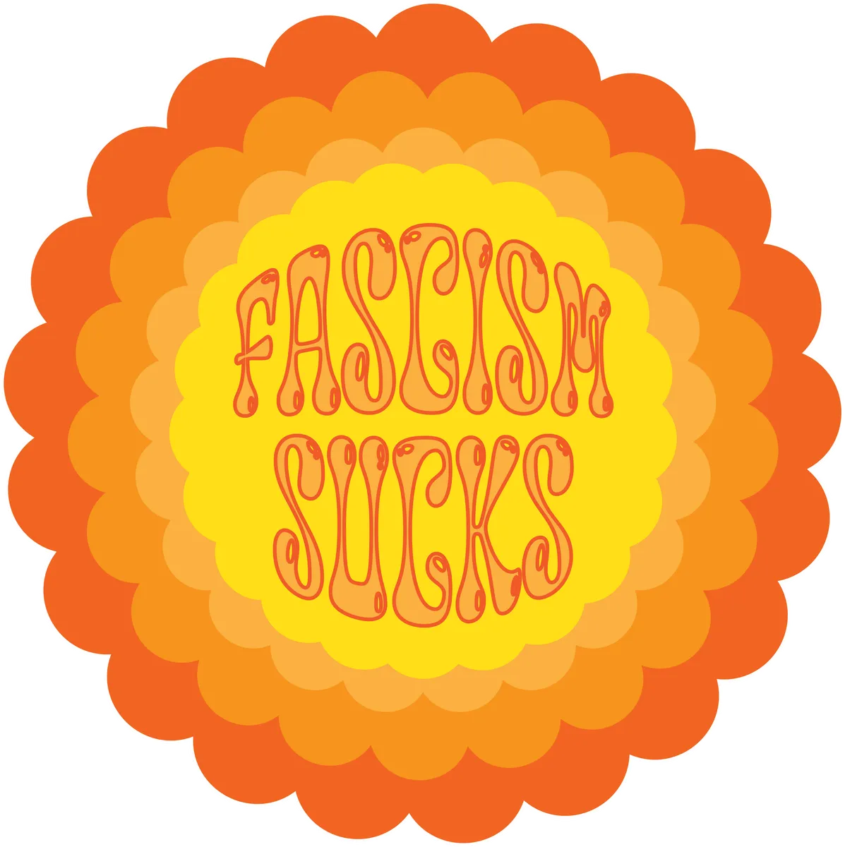 Fascism Sucks: Starburst, Yellow & orange