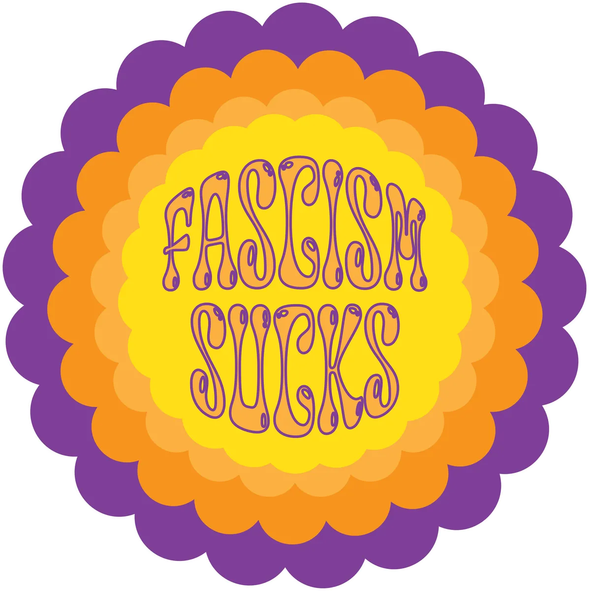 Fascism Sucks: Starburst, Yellow & purple
