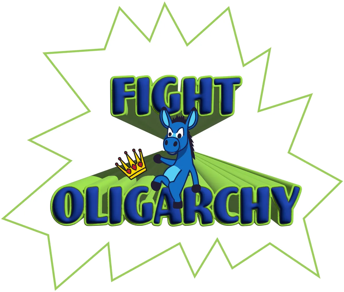 Fight Oligarchy, Blue & lime green