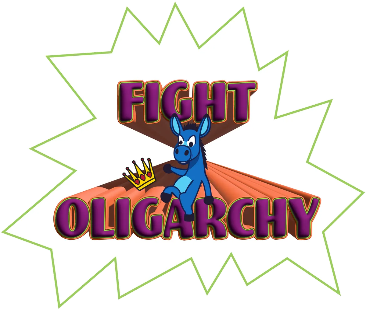 Fight Oligarchy, Fuchsia & orange