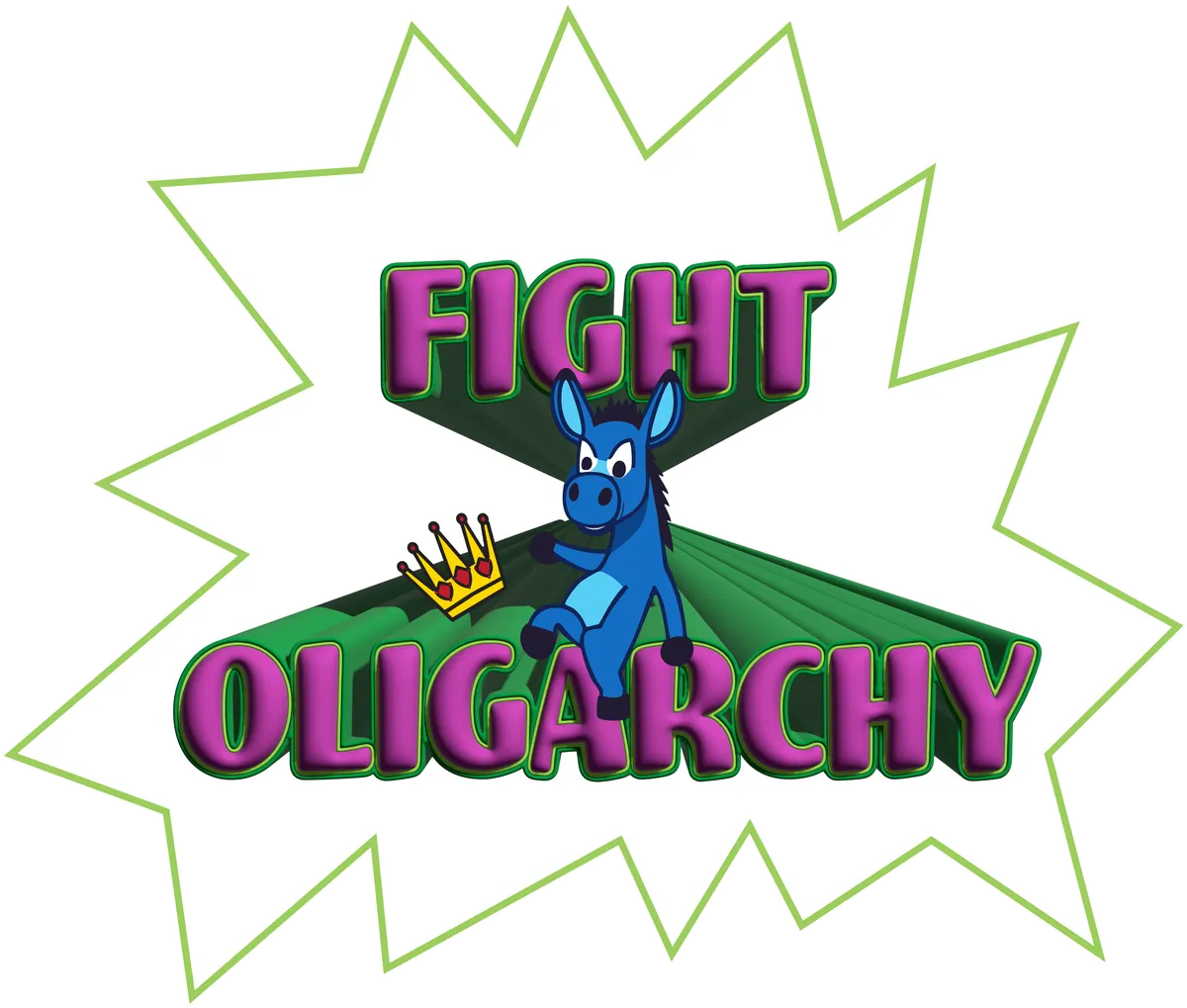 Fight Oligarchy, Light pink & green