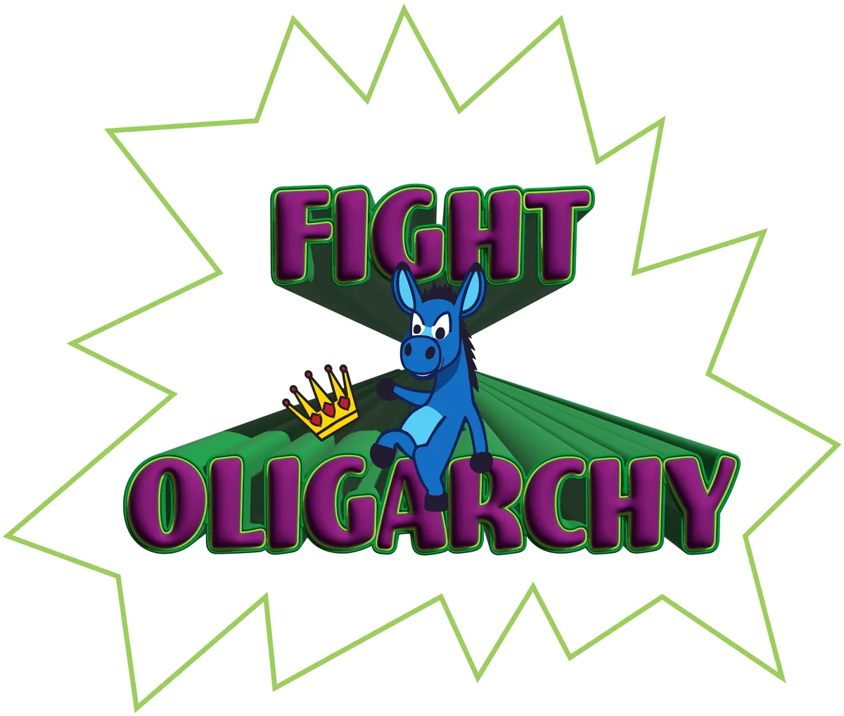 Fight Oligarchy, Magenta, pink & green