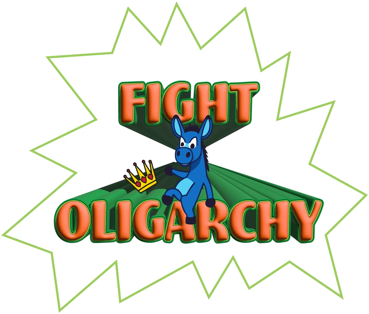 Fight Oligarchy, Orange & lime green