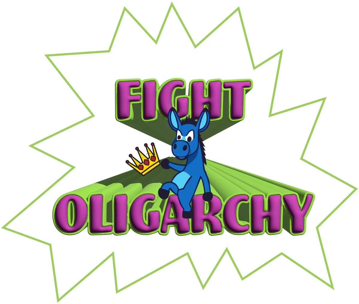 Fight Oligarchy, Pink & lime green