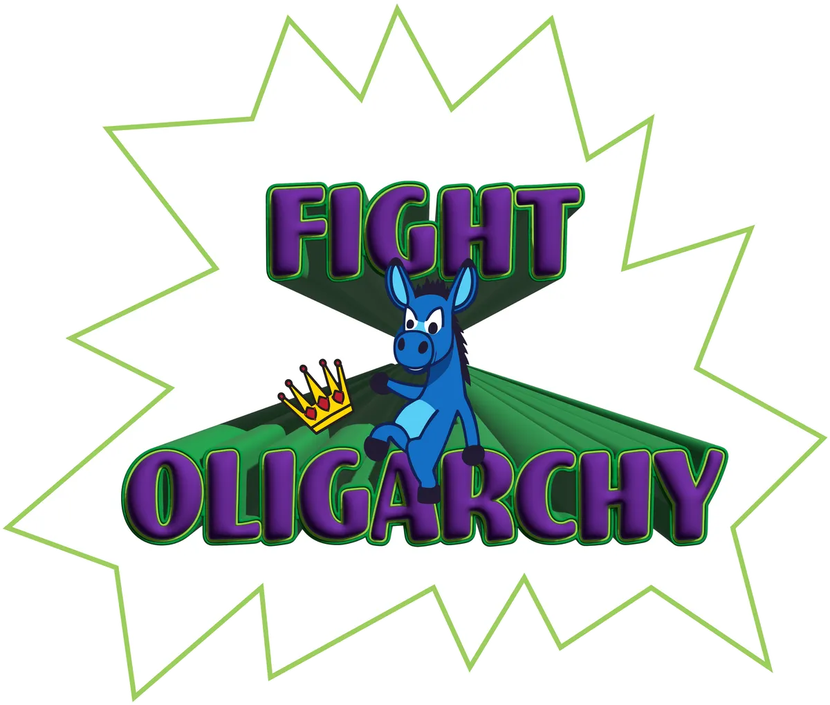 Fight Oligarchy, Purple & green