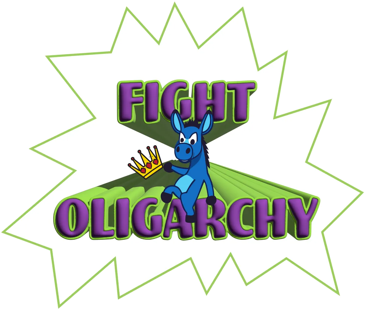 Fight Oligarchy, Purple & lime green