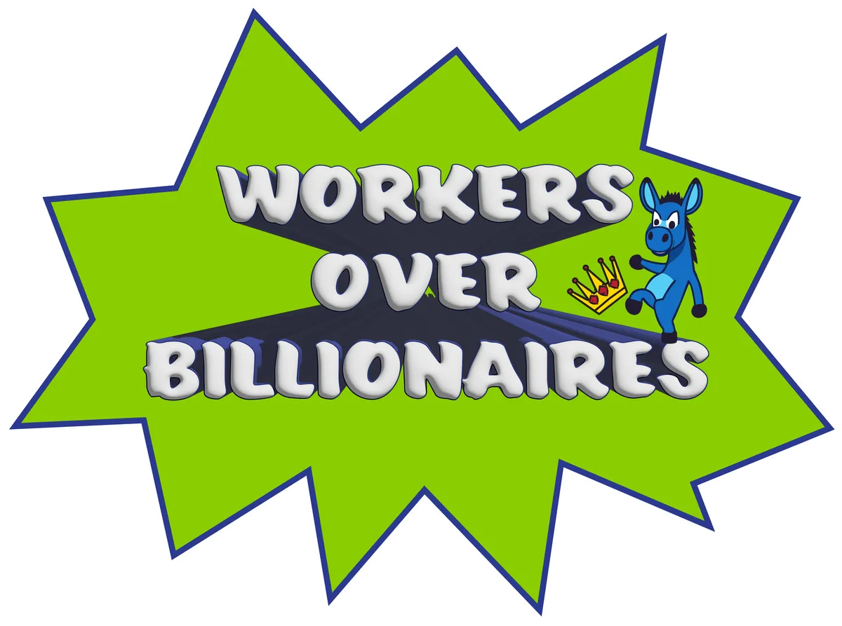 Workers Over Billionaires: POW!, White & blue