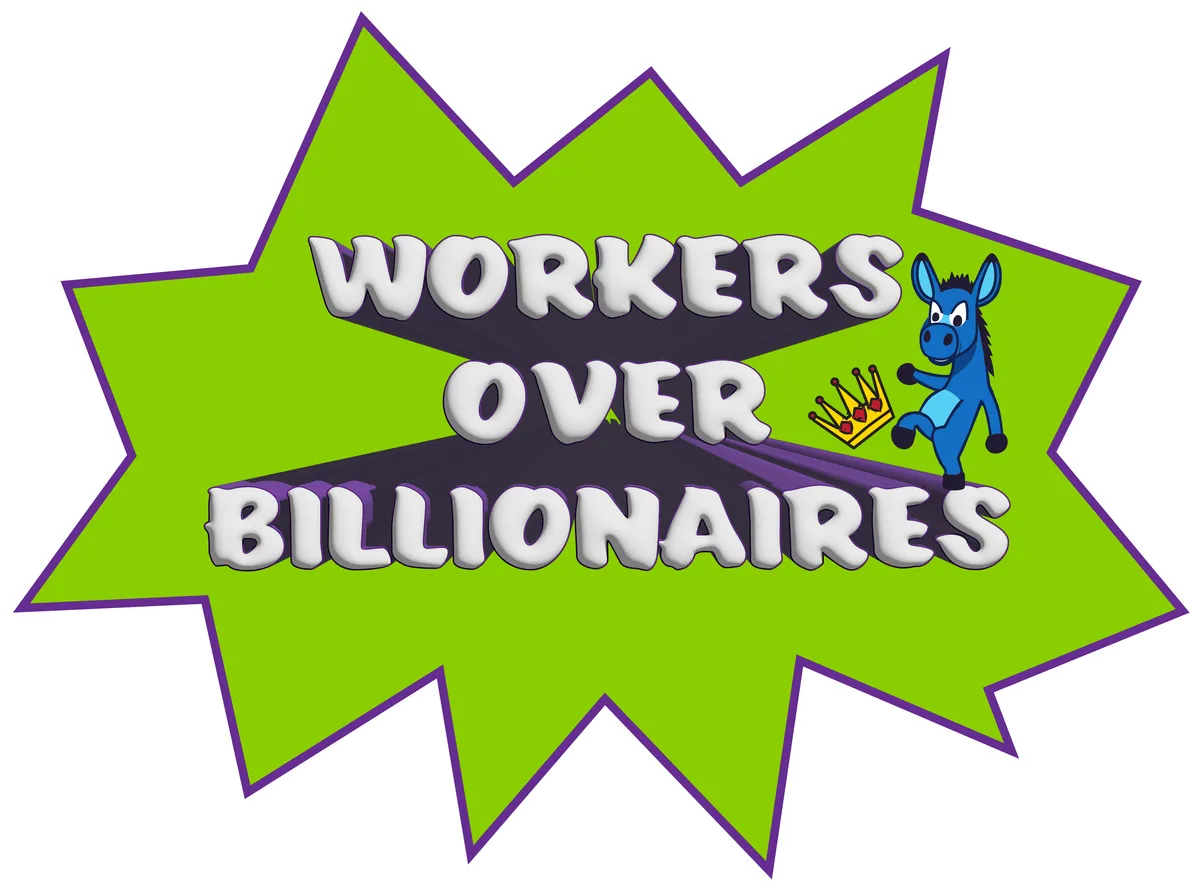 Workers Over Billionaires: POW!, White & purple